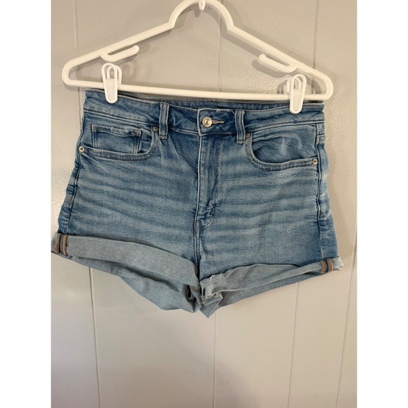 American Eagle Outfitters Pants - American‎ Eagle Denim Shorts Womens 6 Blue High Waisted Rolled Cuff Stretch